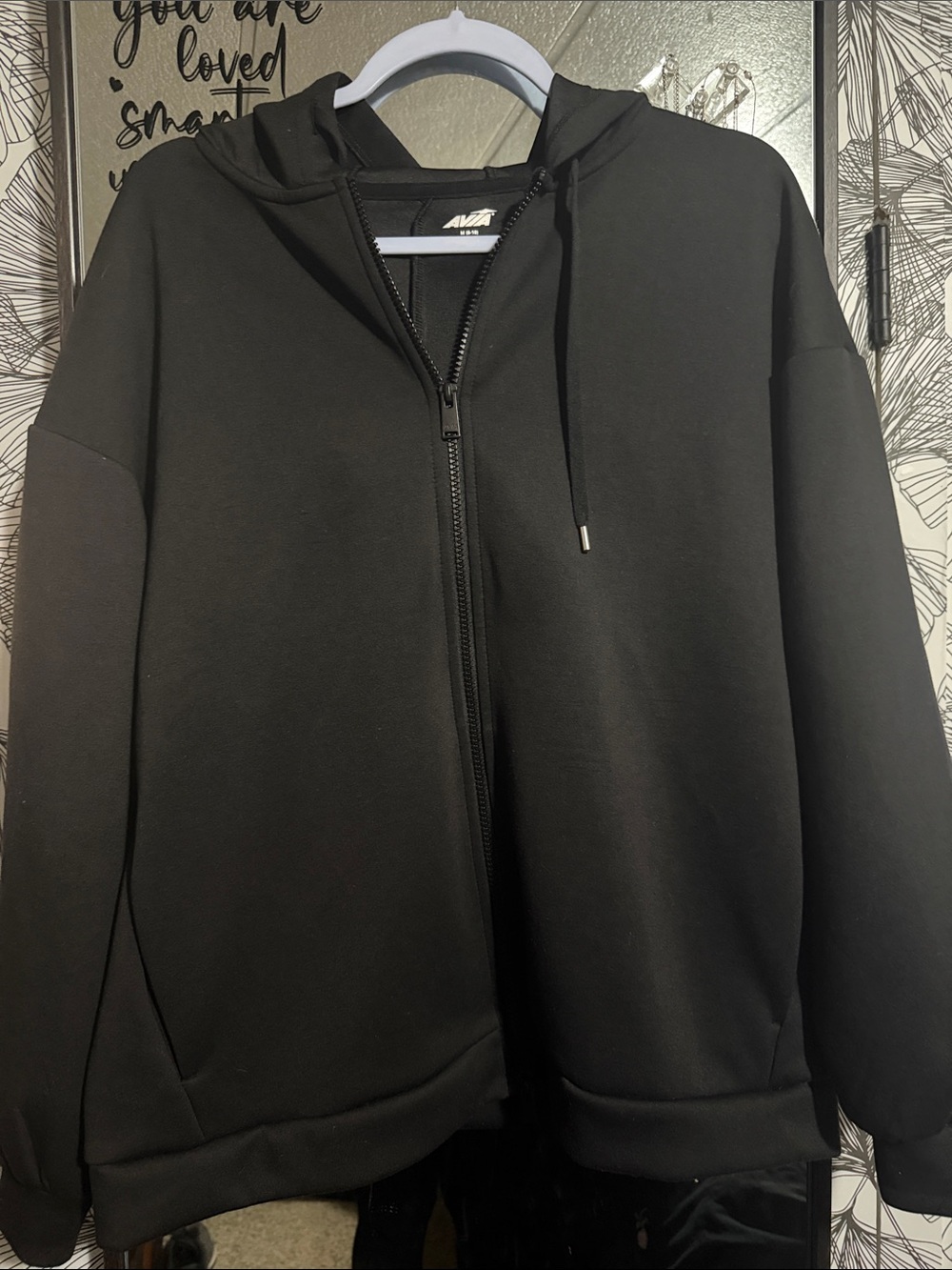 Avia Black Full-Zip Hooded Bomber Jacket